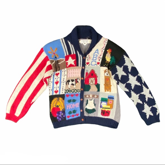 Sweaters - Vtg The Eagle's Eye Hand 80’s Knit America Sweater